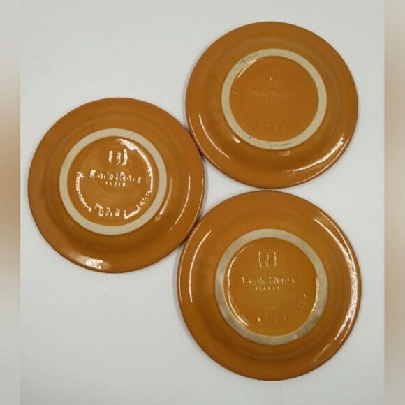 Emile Henry France 3 Saucers Kitchen Dining Coffee Tea  Mustard Yellow - Picture 6 of 10